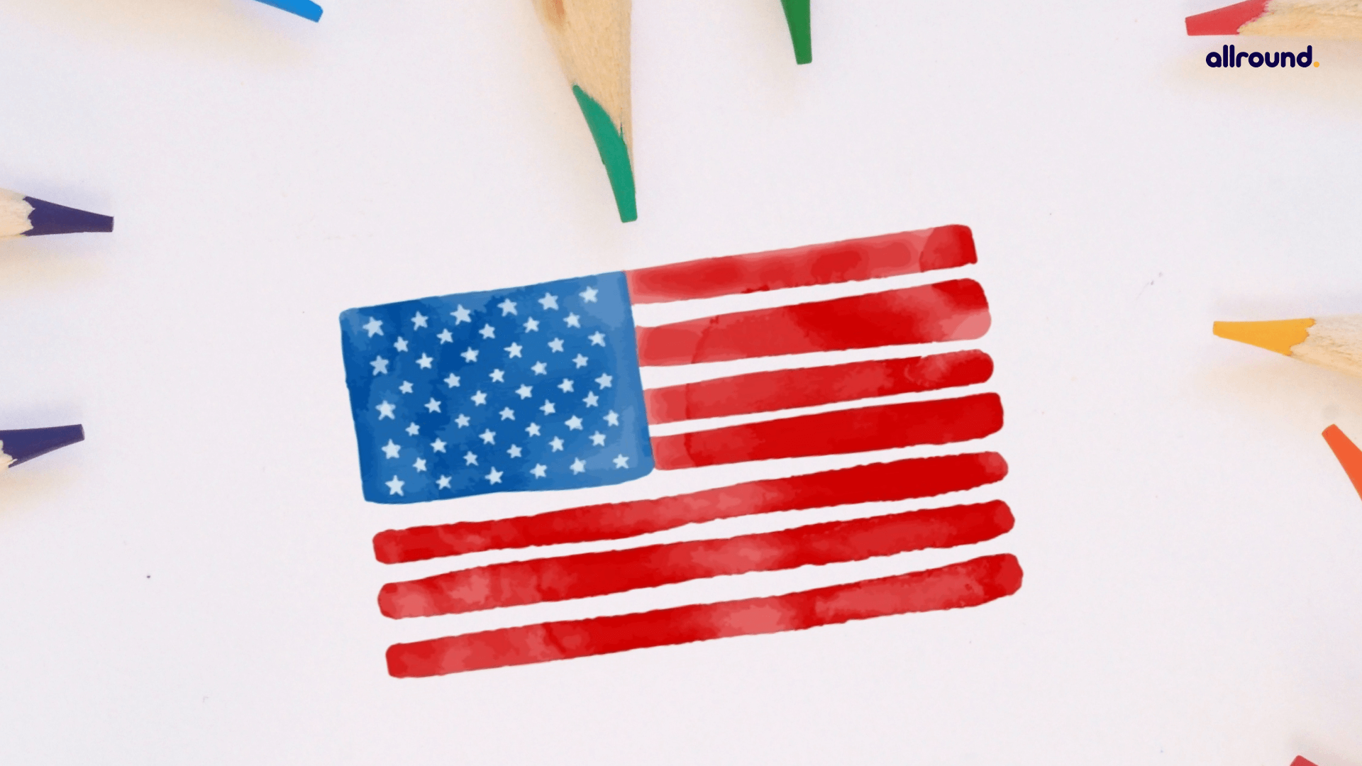 Drawing united states of america flag with pole Vector Image