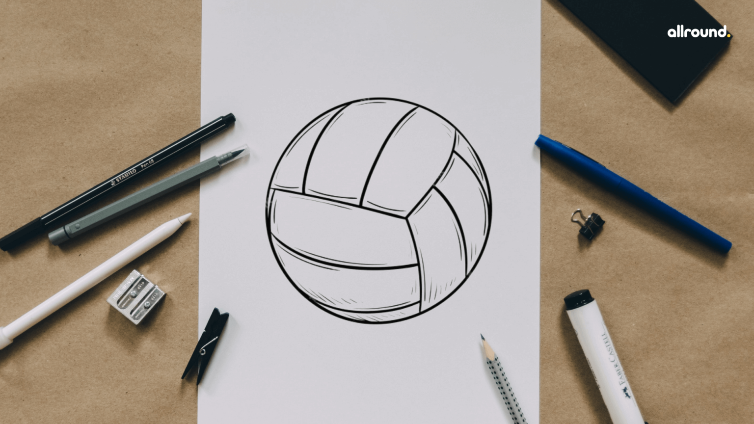 How to draw a Volleyball? Step by Step Drawing Guide for Kids